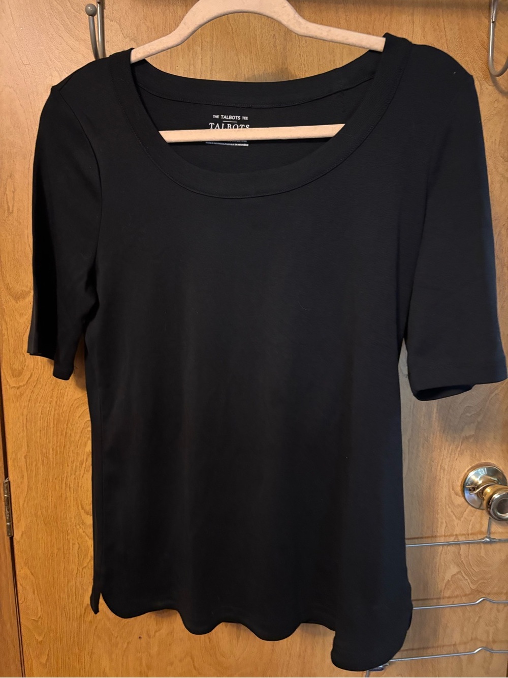Talbots Black Scoop Neck Short Sleeve Tee - Classic Fit